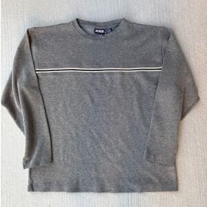 NXS Gray/brown Long Sleeve Striped Pullover Crewneck Sweatshirt Mens